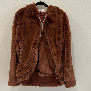FP Movement Brown Feaux Fur Hooded Sweatshirt